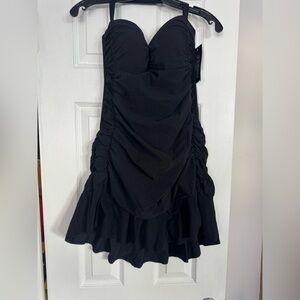 Profile By Gottex Black Ruched skirt style swimsuit (without attached stripes)